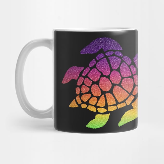 Bright Rainbow Ombre Faux Glitter Turtle by Felicity-K